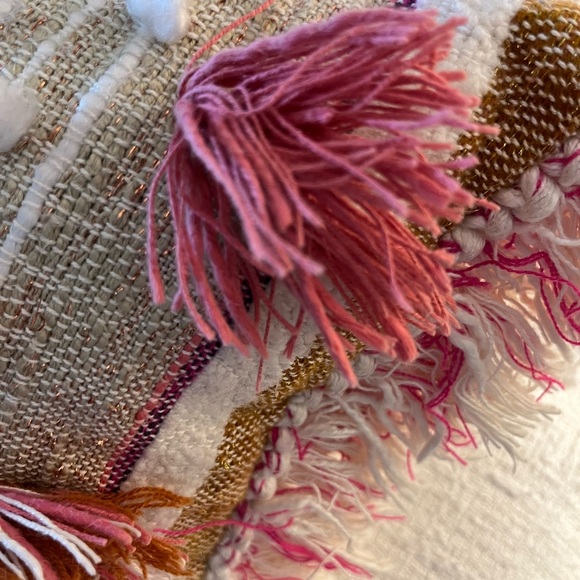 Anthropologie Striped Tasseled And Fringed Decorative Pillow 40" x 13" - Picture 6 of 10